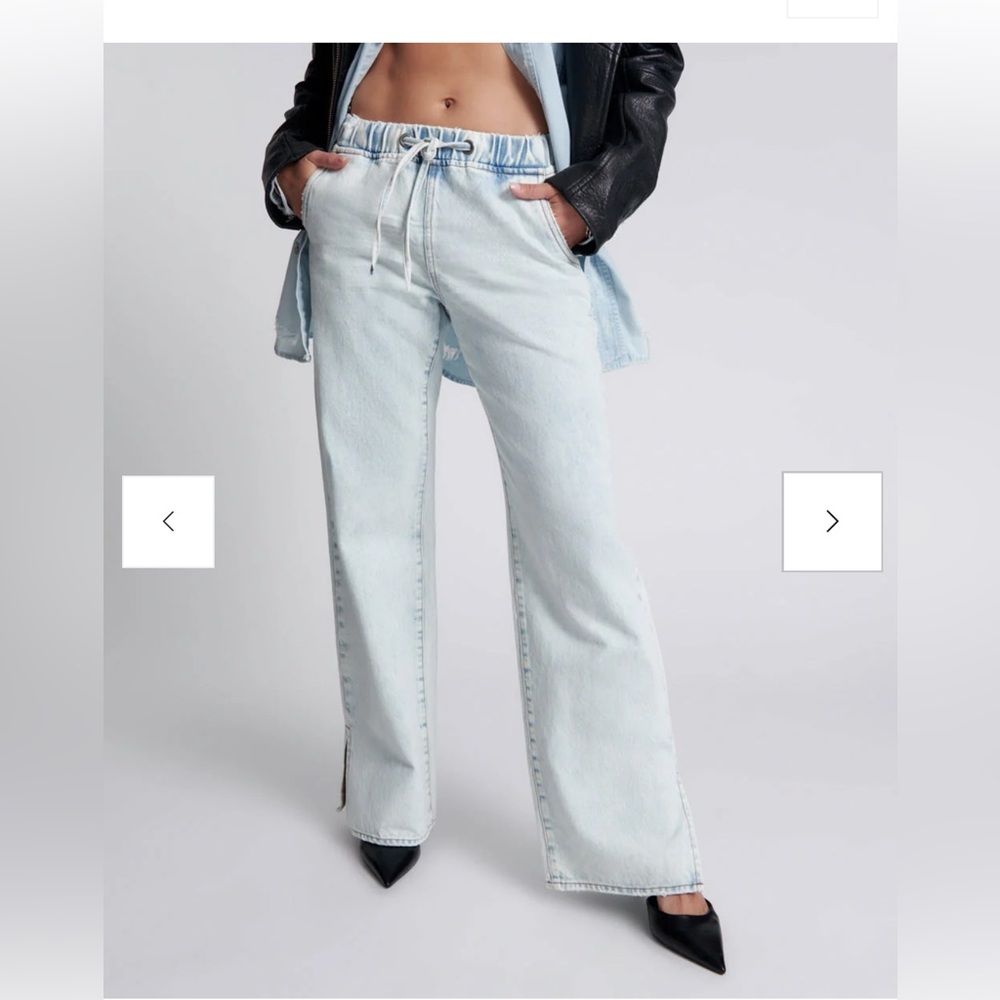 NWOT One Teaspoon Roadhouse Wide Leg Drawstring Denim Jeans - Florence